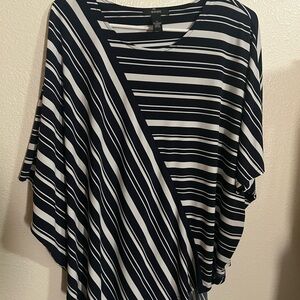 Alfani Navy and White Striped Blouse